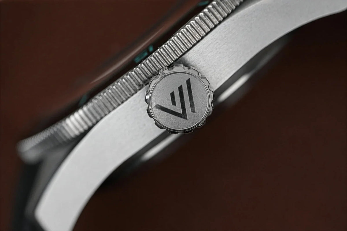Screw-down crown on a Wren Diver One Abyss